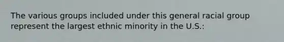 The various groups included under this general racial group represent the largest ethnic minority in the U.S.: