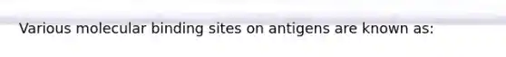 Various molecular binding sites on antigens are known as: