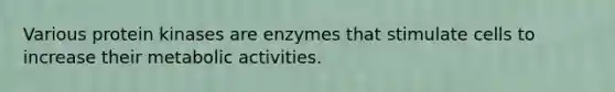 Various protein kinases are enzymes that stimulate cells to increase their metabolic activities.