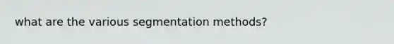 what are the various segmentation methods?