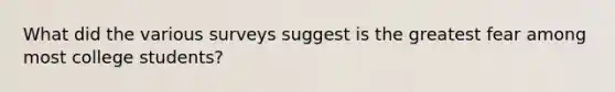 What did the various surveys suggest is the greatest fear among most college students?