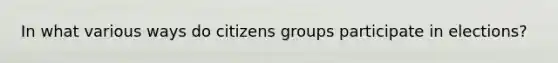 In what various ways do citizens groups participate in elections?