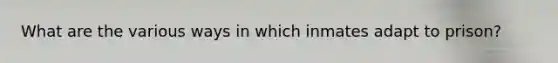 What are the various ways in which inmates adapt to prison?