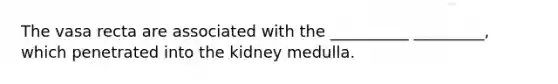 The vasa recta are associated with the __________ _________, which penetrated into the kidney medulla.