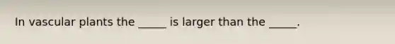 In vascular plants the _____ is larger than the _____.