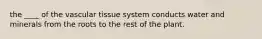 the ____ of the vascular tissue system conducts water and minerals from the roots to the rest of the plant.