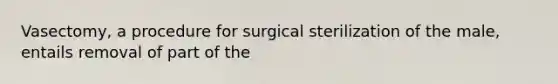 Vasectomy, a procedure for surgical sterilization of the male, entails removal of part of the