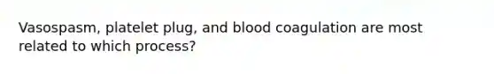 Vasospasm, platelet plug, and blood coagulation are most related to which process?