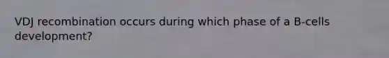 VDJ recombination occurs during which phase of a B-cells development?