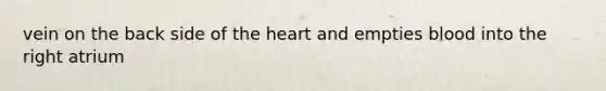 vein on the back side of the heart and empties blood into the right atrium