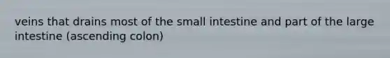 veins that drains most of the small intestine and part of the large intestine (ascending colon)
