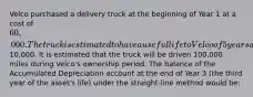 Velco purchased a delivery truck at the beginning of Year 1 at a cost of 60,000. The truck is estimated to have a useful life to Velco of 5 years and an estimated salvage value of10,000. It is estimated that the truck will be driven 100,000 miles during Velco's ownership period. The balance of the Accumulated Depreciation account at the end of Year 3 (the third year of the asset's life) under the straight-line method would be: