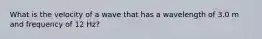 What is the velocity of a wave that has a wavelength of 3.0 m and frequency of 12 Hz?