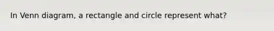 In <a href='https://www.questionai.com/knowledge/knGvAuOGM5-venn-diagram' class='anchor-knowledge'>venn diagram</a>, a rectangle and circle represent what?