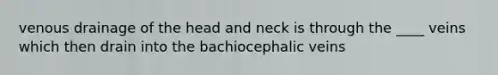 venous drainage of the head and neck is through the ____ veins which then drain into the bachiocephalic veins