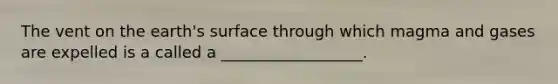 The vent on the earth's surface through which magma and gases are expelled is a called a __________________.