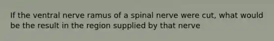 If the ventral nerve ramus of a spinal nerve were cut, what would be the result in the region supplied by that nerve