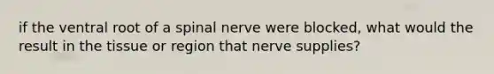 if the ventral root of a spinal nerve were blocked, what would the result in the tissue or region that nerve supplies?