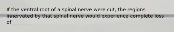 If the ventral root of a spinal nerve were cut, the regions innervated by that spinal nerve would experience complete loss of_________.