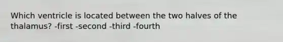 Which ventricle is located between the two halves of the thalamus? -first -second -third -fourth