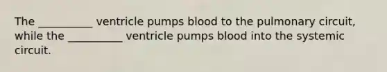 The __________ ventricle pumps blood to the pulmonary circuit, while the __________ ventricle pumps blood into the systemic circuit.