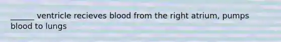 ______ ventricle recieves blood from the right atrium, pumps blood to lungs