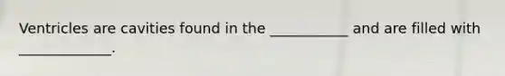 Ventricles are cavities found in the ___________ and are filled with _____________.