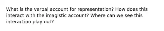 What is the verbal account for representation? How does this interact with the imagistic account? Where can we see this interaction play out?