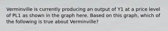 Verminville is currently producing an output of Y1 at a price level of PL1 as shown in the graph here. Based on this graph, which of the following is true about Verminville?