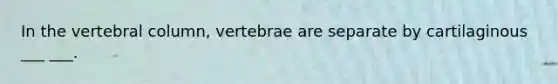 In the vertebral column, vertebrae are separate by cartilaginous ___ ___.