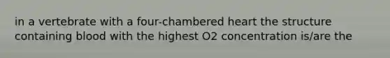 in a vertebrate with a four-chambered heart the structure containing blood with the highest O2 concentration is/are the