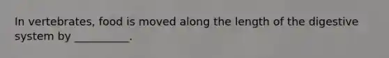 In vertebrates, food is moved along the length of the digestive system by __________.