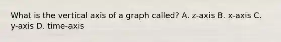 What is the vertical axis of a graph called? A. z-axis B. x-axis C. y-axis D. time-axis