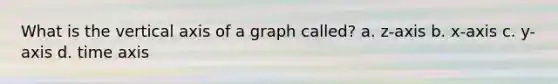 What is the vertical axis of a graph called? a. z-axis b. x-axis c. y-axis d. time axis