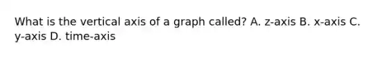 What is the vertical axis of a graph called? A. z-axis В. х-ахis C. y-axis D. time-axis