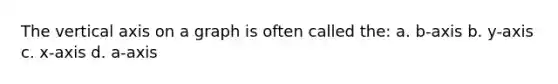 The vertical axis on a graph is often called the: a. b-axis b. y-axis c. x-axis d. a-axis