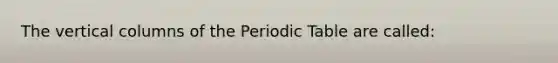 The vertical columns of <a href='https://www.questionai.com/knowledge/kIrBULvFQz-the-periodic-table' class='anchor-knowledge'>the periodic table</a> are called: