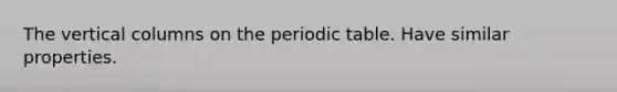 The vertical columns on the periodic table. Have similar properties.