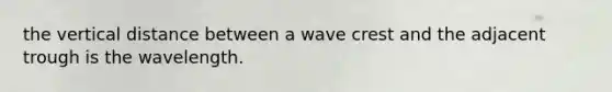 the vertical distance between a wave crest and the adjacent trough is the wavelength.