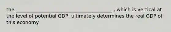the ________________________________________ , which is vertical at the level of potential GDP, ultimately determines the real GDP of this economy