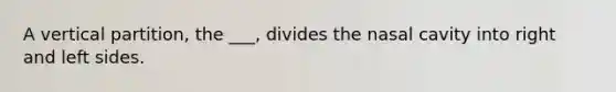 A vertical partition, the ___, divides the nasal cavity into right and left sides.