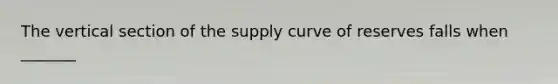 The vertical section of the supply curve of reserves falls when _______