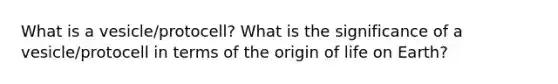 What is a vesicle/protocell? What is the significance of a vesicle/protocell in terms of the origin of life on Earth?