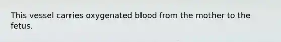 This vessel carries oxygenated blood from the mother to the fetus.