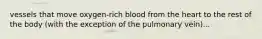 vessels that move oxygen-rich blood from the heart to the rest of the body (with the exception of the pulmonary vein)...