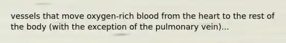 vessels that move oxygen-rich blood from the heart to the rest of the body (with the exception of the pulmonary vein)...