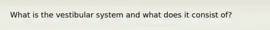 What is the vestibular system and what does it consist of?