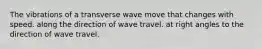 The vibrations of a transverse wave move that changes with speed. along the direction of wave travel. at right angles to the direction of wave travel.