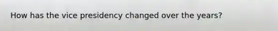 How has the vice presidency changed over the years?