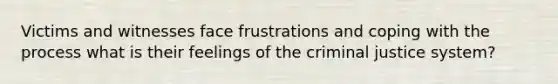 Victims and witnesses face frustrations and coping with the process what is their feelings of the criminal justice system?